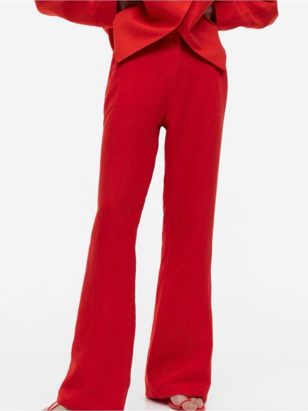 H&M Vibrant Red Linen Blend Women's Pants US 6